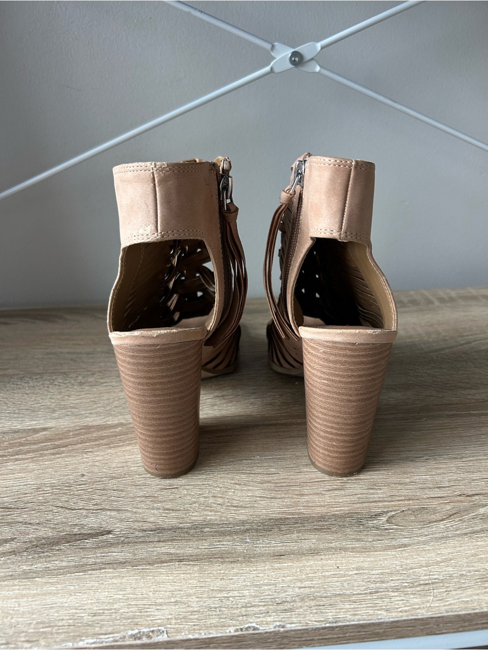 DV by Dolce Vita Tan Woven Peep-Toe High Heel Booties - Picture 4 of 8